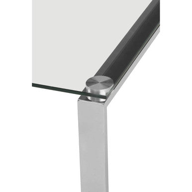 Orsina Allure Square Glass End Table | Silver Stainless Steel
