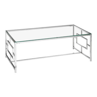 Orsina Allure Silver Glass Coffee Table – Clear Tempered Glass Top