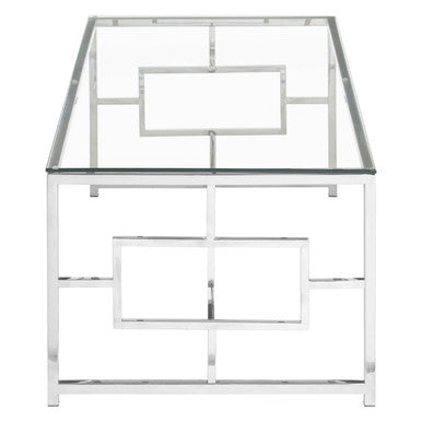 Orsina Allure Silver Glass Coffee Table – Clear Tempered Glass Top
