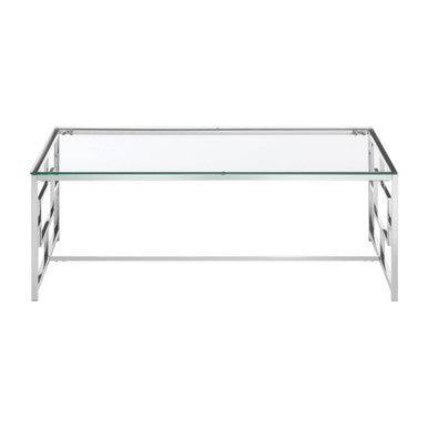 Orsina Allure Silver Glass Coffee Table – Clear Tempered Glass Top