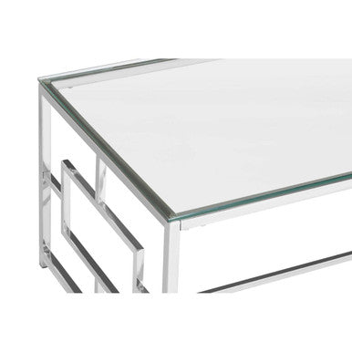 Orsina Allure Silver Glass Coffee Table – Clear Tempered Glass Top