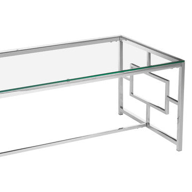 Orsina Allure Silver Glass Coffee Table – Clear Tempered Glass Top