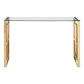 Orsina Allure Gold Console Table | Clear Tempered Glass Top Entryway