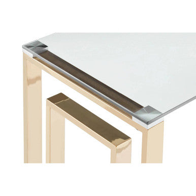 Orsina Allure Gold Console Table | Clear Tempered Glass Top Entryway