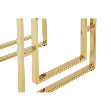 Orsina Allure Gold Square End Table | Clear Glass & Stainless Steel