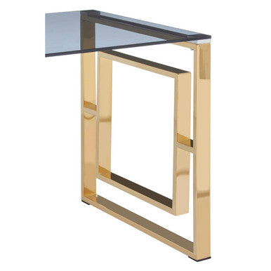 Orsina Allure Gold Square End Table | Clear Glass & Stainless Steel