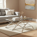 Orsina Allure Silver Prism Coffee Table | Tempered Glass & Stainless Steel