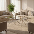 Orsina Allure Glass Coffee Table – Silver Prismatic Stainless Base