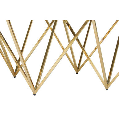 Orsina Allure Gold Prismatic Coffee Table | Clear Glass Square Top