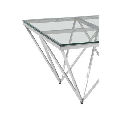 Orsina Allure Tempered Glass Coffee Table | Silver Steel Base