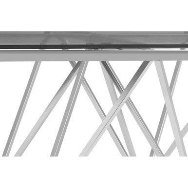Orsina Allure Tempered Glass Coffee Table | Silver Steel Base