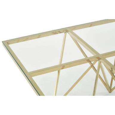Orsina Gold Prismatic Square Coffee Table | Clear Glass & Metal