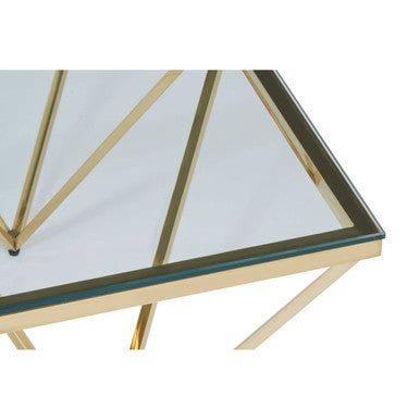 Orsina Gold Prismatic Square Coffee Table | Clear Glass & Metal