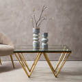 Orsina Gold Prismatic Square Coffee Table | Clear Glass & Metal