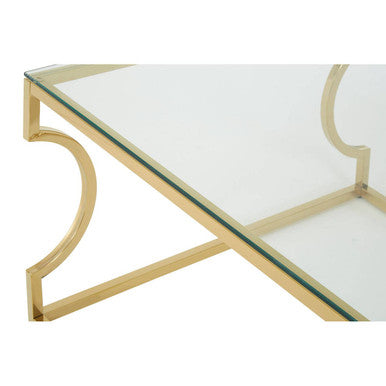 Orsina Allure Gold Curved Coffee Table with Clear Tempered Glass