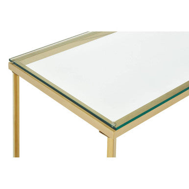 Orsina Allure Gold Cross Base Console Table with Tempered Glass Top