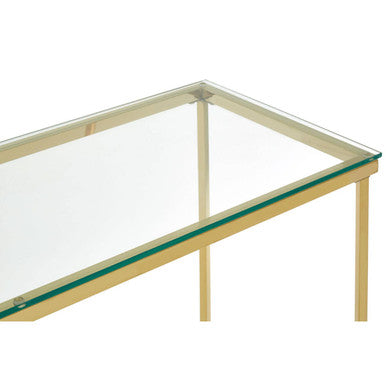 Orsina Allure Gold Cross Base Console Table with Tempered Glass Top