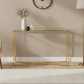 Orsina Allure Gold Cross Base Console Table with Tempered Glass Top