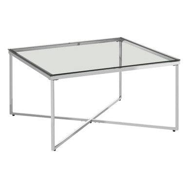 Orsina Allure Silver Cross Base Coffee Table with Tempered Glass