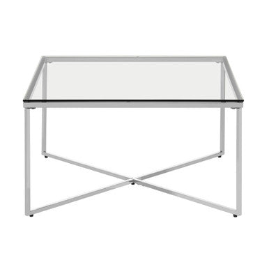 Orsina Allure Silver Cross Base Coffee Table with Tempered Glass