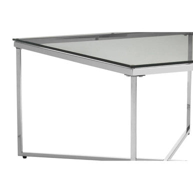 Orsina Allure Silver Cross Base Coffee Table with Tempered Glass