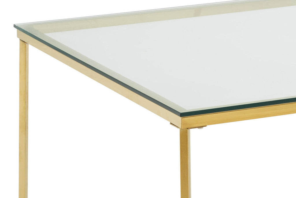 Orsina Allure Gold Cross Base Coffee Table | Clear Tempered Glass