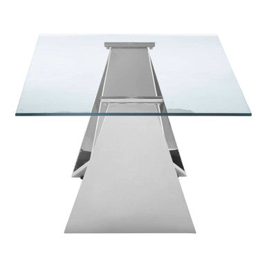Orsina Allure Wing Base Coffee Table | Silver Stainless Steel & Glass