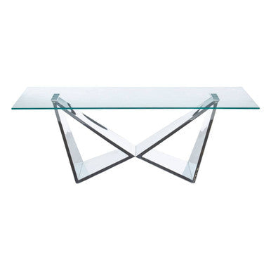 Orsina Allure Wing Base Coffee Table | Silver Stainless Steel & Glass