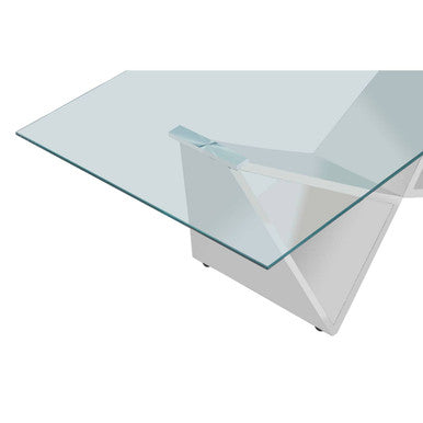Orsina Allure Wing Base Coffee Table | Silver Stainless Steel & Glass