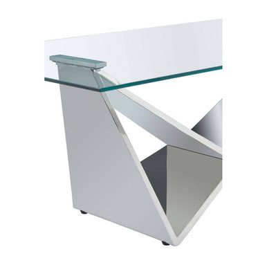Orsina Allure Wing Base Coffee Table | Silver Stainless Steel & Glass