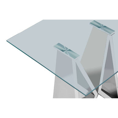 Orsina Allure Silver Wing Base End Table with Clear Tempered Glass