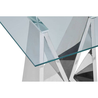Orsina Allure Silver Wing Base End Table with Clear Tempered Glass