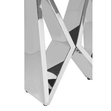 Orsina Allure Silver Wing Base End Table with Clear Tempered Glass