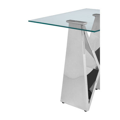 Orsina Allure Silver Wing Base End Table with Clear Tempered Glass