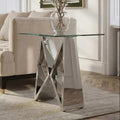 Orsina Allure Silver Wing Base End Table with Clear Tempered Glass