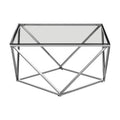 Orsina Silver Twist Coffee Table | Large Tempered Glass & Stainless Steel