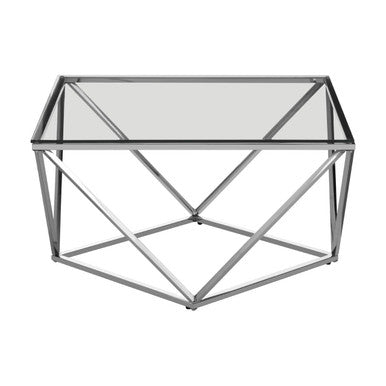 Orsina Silver Twist Coffee Table | Large Tempered Glass & Stainless Steel