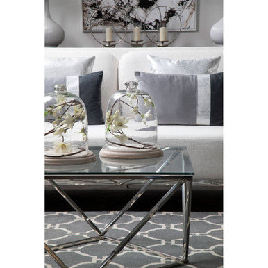 Orsina Silver Twist Coffee Table | Large Tempered Glass & Stainless Steel