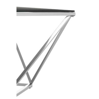 Orsina Silver Twist Coffee Table | Large Tempered Glass & Stainless Steel