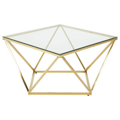 Orsina Allure Gold Twist Coffee Table with Tempered Glass Top