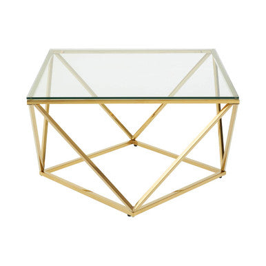 Orsina Allure Gold Twist Coffee Table with Tempered Glass Top