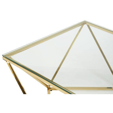 Orsina Allure Gold Twist Coffee Table with Tempered Glass Top