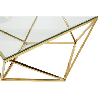 Orsina Allure Gold Twist Coffee Table with Tempered Glass Top