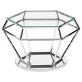 Orsina Diamond Design End Table – Silver Stainless Steel & Glass