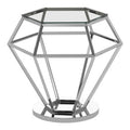 Orsina Silver Geometric End Table | Glass Top Diamond Side Table