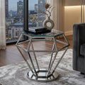 Orsina Silver Geometric End Table | Glass Top Diamond Side Table