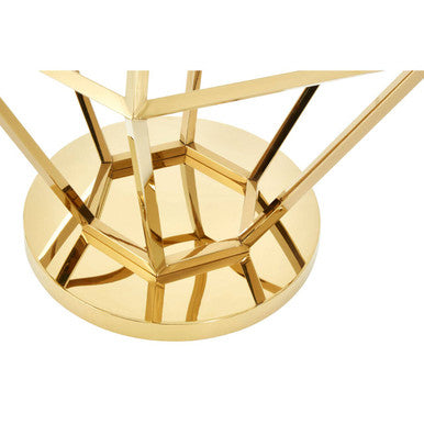 Orsina Allure Gold Diamond End Table with Octagonal Tempered Glass