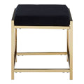 Orsina Allure Black Velvet Stool | Gold Finish Minimalist Vanity Seat