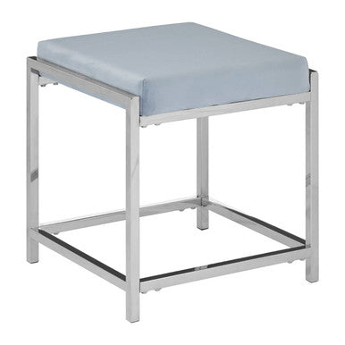 Orsina Allure Powder Blue Velvet Stool | Modern Silver Stainless Frame