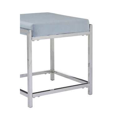 Orsina Allure Powder Blue Velvet Stool | Modern Silver Stainless Frame